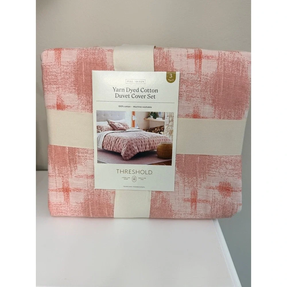 Threshold Studio McGee Shibori Printed Quilt Full/Queen Pink Geometric NWT